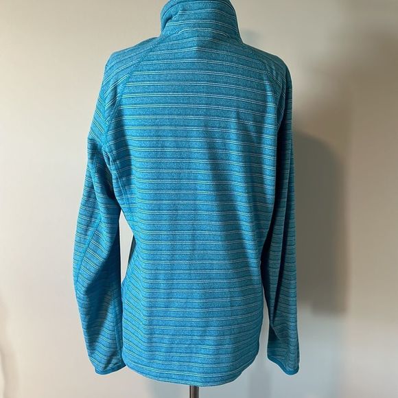 The North Face Women's Size L Teal Full Zip Blue Striped Fleece Polartec Fleece - Picture 6 of 9